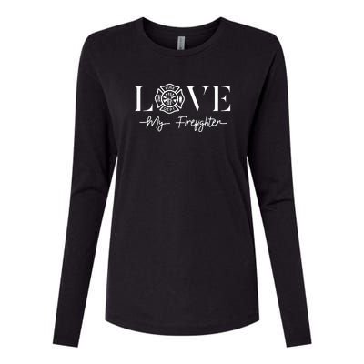 Love My Firefighter Wife Girlfriend Gift Womens Cotton Relaxed Long Sleeve T-Shirt