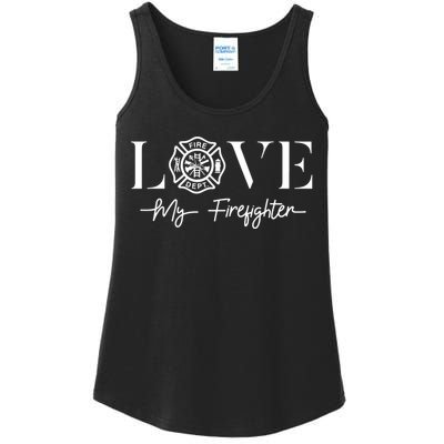 Love My Firefighter Wife Girlfriend Gift Ladies Essential Tank