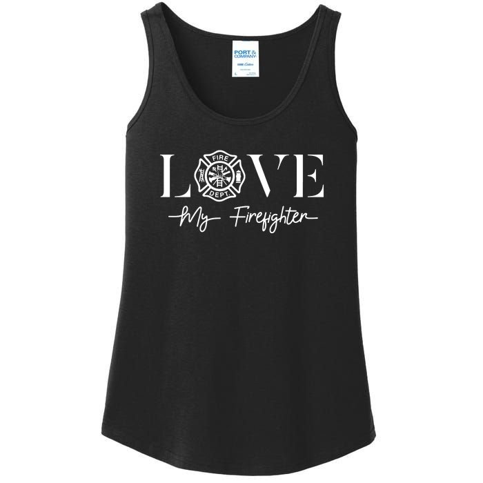 Love My Firefighter Wife Girlfriend Gift Ladies Essential Tank