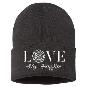 Love My Firefighter Wife Girlfriend Gift Sustainable Knit Beanie