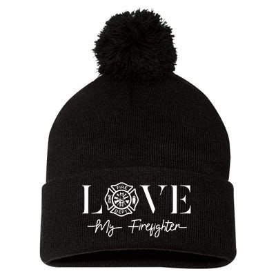 Love My Firefighter Wife Girlfriend Gift Pom Pom 12in Knit Beanie