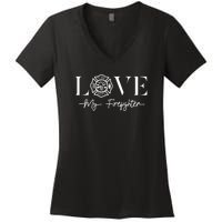 Love My Firefighter Wife Girlfriend Gift Women's V-Neck T-Shirt