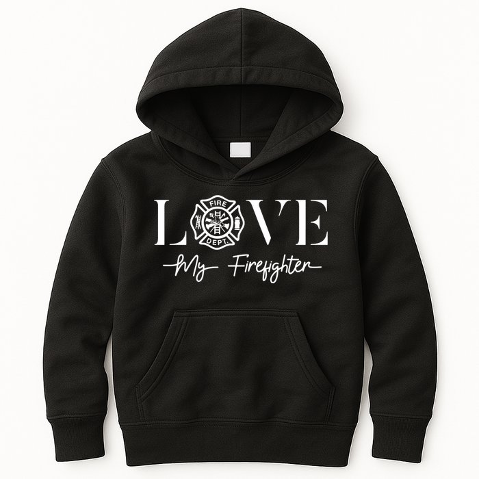 Love My Firefighter Wife Girlfriend Gift Kids Hoodie