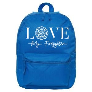 Love My Firefighter Wife Friend Gift Funny Gift 16 in Basic Backpack