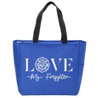 Love My Firefighter Wife Friend Gift Funny Gift Zip Tote Bag