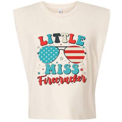 Little Miss Firecracker 4th Of July Garment-Dyed Women's Muscle Tee