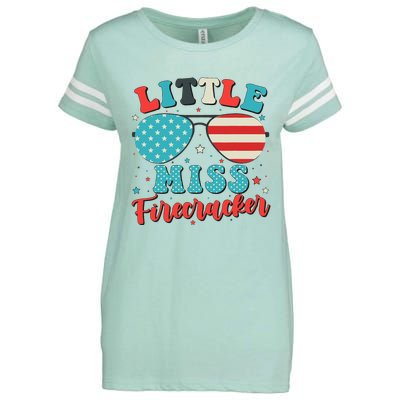 Little Miss Firecracker 4th Of July Enza Ladies Jersey Football T-Shirt