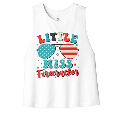 Little Miss Firecracker 4th Of July Women's Racerback Cropped Tank