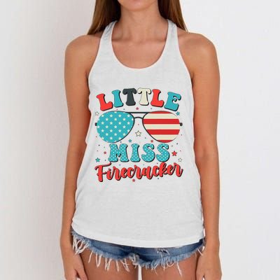 Little Miss Firecracker 4th Of July Women's Knotted Racerback Tank