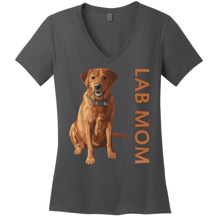 Lab Mom Fox Red Labrador Retriever Gift For Dog Lover Women's V-Neck T-Shirt