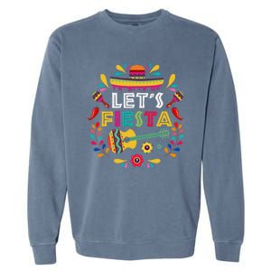 Lets Mexican Fiesta Cinco De Mayo Party Colourful Guitar Fun Garment-Dyed Sweatshirt