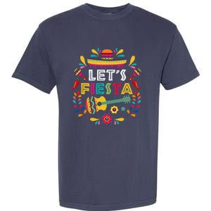 Lets Mexican Fiesta Cinco De Mayo Party Colourful Guitar Fun Garment-Dyed Heavyweight T-Shirt