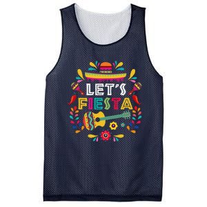 Lets Mexican Fiesta Cinco De Mayo Party Colourful Guitar Fun Mesh Reversible Basketball Jersey Tank