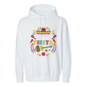 Lets Mexican Fiesta Cinco De Mayo Party Colourful Guitar Fun Garment-Dyed Fleece Hoodie