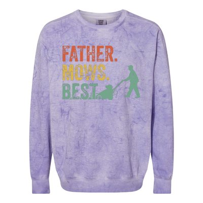 Lawn Mowing Father Day Mows Best Mower Gift Gardening Dad Colorblast Crewneck Sweatshirt