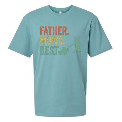 Lawn Mowing Father Day Mows Best Mower Gift Gardening Dad Sueded Cloud Jersey T-Shirt