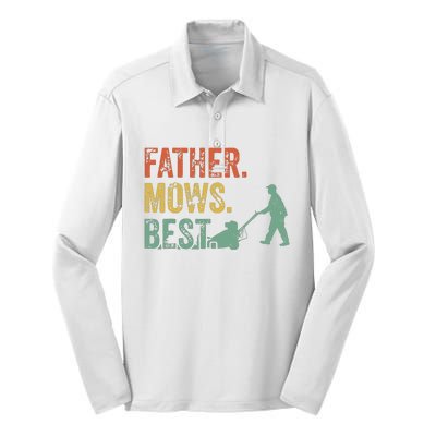 Lawn Mowing Father Day Mows Best Mower Gift Gardening Dad Silk Touch Performance Long Sleeve Polo