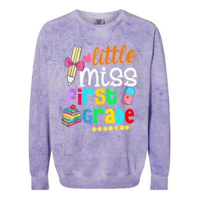 Little Miss First Grade Shirt Back To School 1st Grader Colorblast Crewneck Sweatshirt