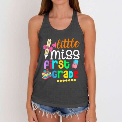 Little Miss First Grade Shirt Back To School 1st Grader Women's Knotted Racerback Tank