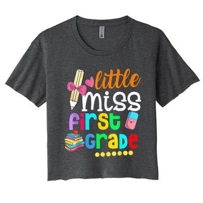 Little Miss First Grade Shirt Back To School 1st Grader Women's Crop Top Tee