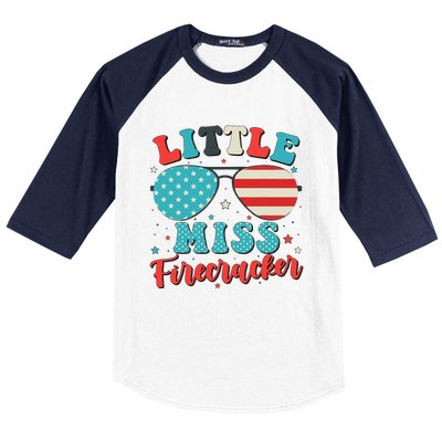 Little Miss Firecracker 4th of July Baseball Sleeve Shirt