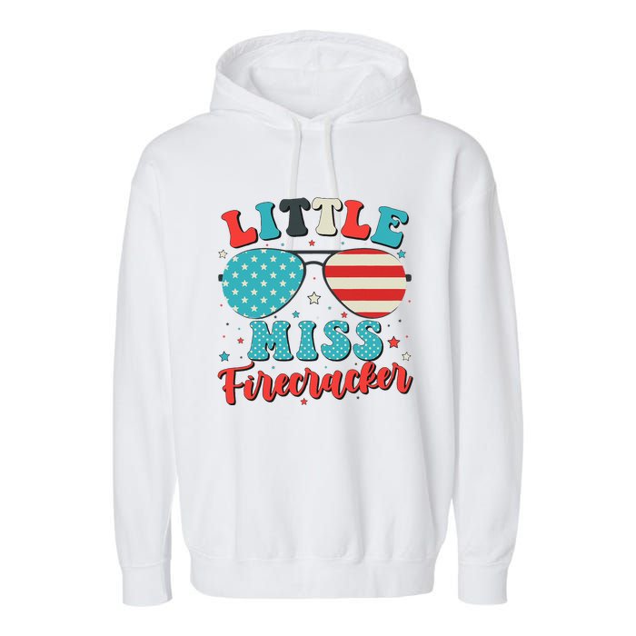 Little Miss Firecracker 4th of July Garment-Dyed Fleece Hoodie