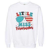 Little Miss Firecracker 4th of July Garment-Dyed Sweatshirt