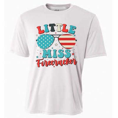 Little Miss Firecracker 4th of July Cooling Performance Crew T-Shirt