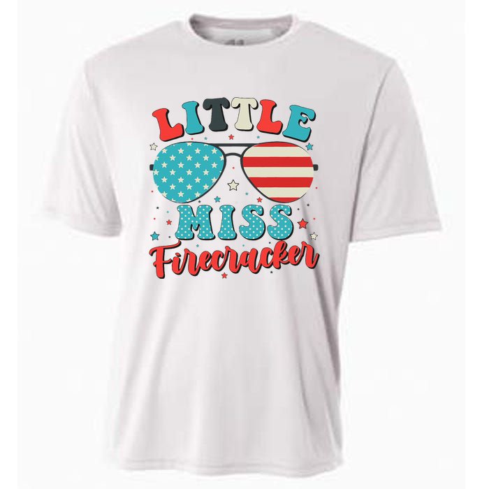 Little Miss Firecracker 4th of July Cooling Performance Crew T-Shirt