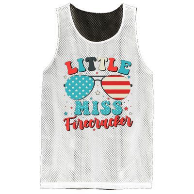 Little Miss Firecracker 4th of July Mesh Reversible Basketball Jersey Tank