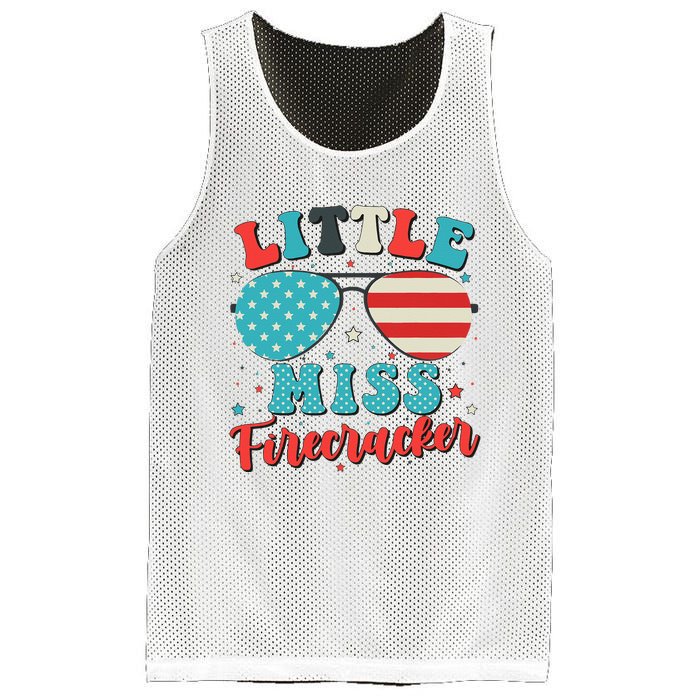 Little Miss Firecracker 4th of July Mesh Reversible Basketball Jersey Tank