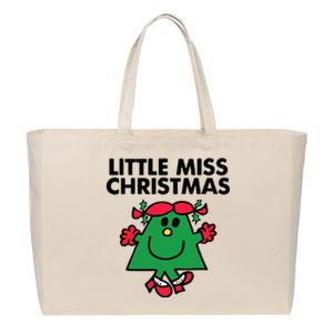 Little Miss Festive Christmas Xmas Holiday Cotton Canvas Jumbo Tote