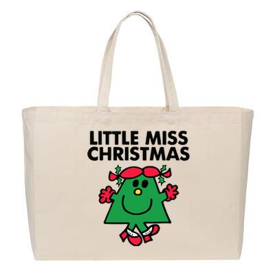 Little Miss Festive Christmas Xmas Holiday Cotton Canvas Jumbo Tote