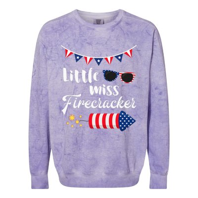 Little Miss Firecracker 4th Of July Colorblast Crewneck Sweatshirt