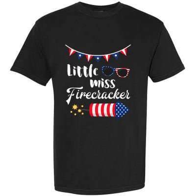 Little Miss Firecracker 4th Of July Garment-Dyed Heavyweight T-Shirt