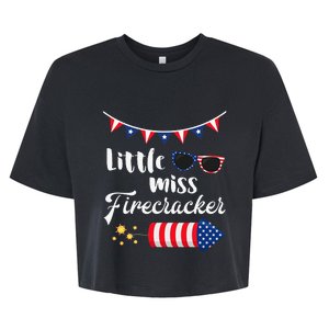 Little Miss Firecracker 4th Of July Bella+Canvas Jersey Crop Tee