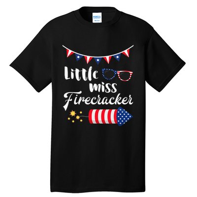 Little Miss Firecracker 4th Of July Tall T-Shirt