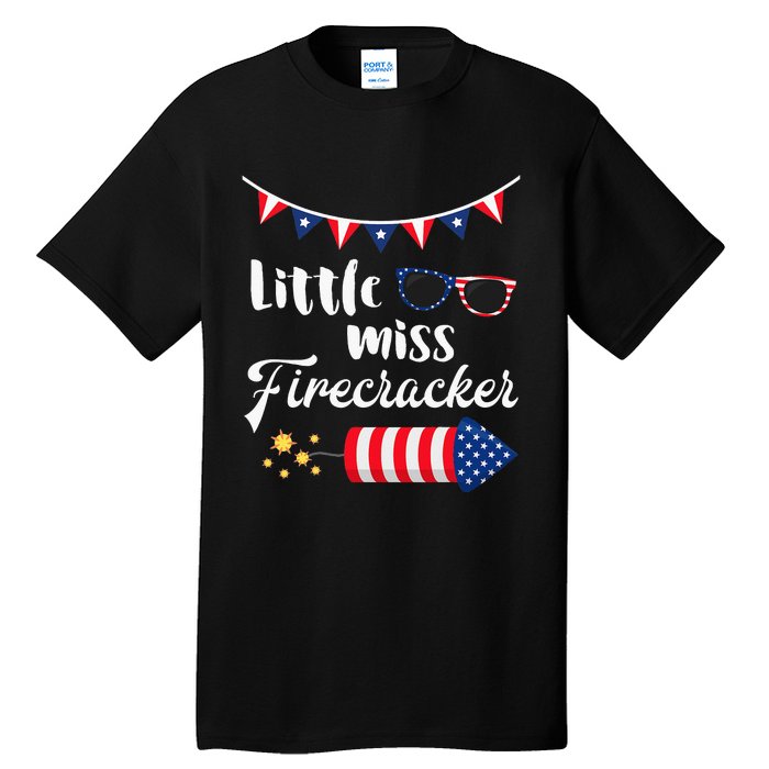 Little Miss Firecracker 4th Of July Tall T-Shirt