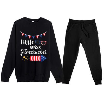 Little Miss Firecracker 4th Of July Premium Crewneck Sweatsuit Set