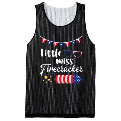 Little Miss Firecracker 4th Of July Mesh Reversible Basketball Jersey Tank