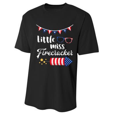 Little Miss Firecracker 4th Of July Performance Sprint T-Shirt