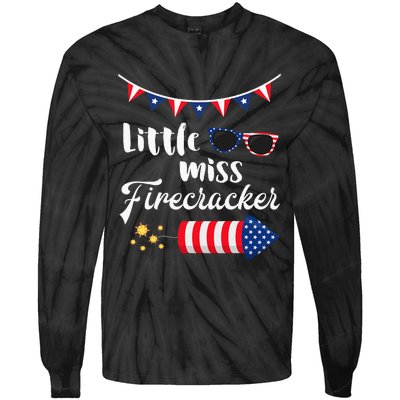 Little Miss Firecracker 4th Of July Tie-Dye Long Sleeve Shirt