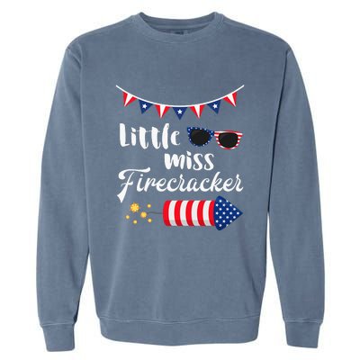 Little Miss Firecracker 4th Of July Garment-Dyed Sweatshirt