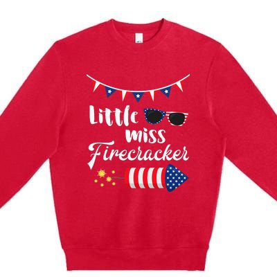 Little Miss Firecracker 4th Of July Premium Crewneck Sweatshirt