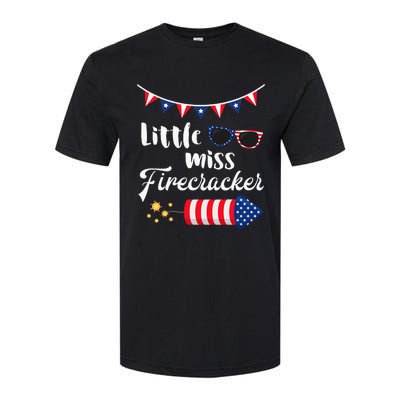 Little Miss Firecracker 4th Of July Softstyle CVC T-Shirt