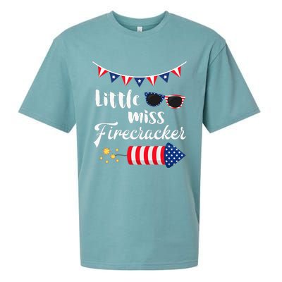 Little Miss Firecracker 4th Of July Sueded Cloud Jersey T-Shirt