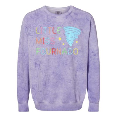 Little Miss Fournado 4th Birthday Colorblast Crewneck Sweatshirt