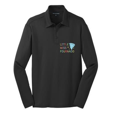 Little Miss Fournado 4th Birthday Silk Touch Performance Long Sleeve Polo