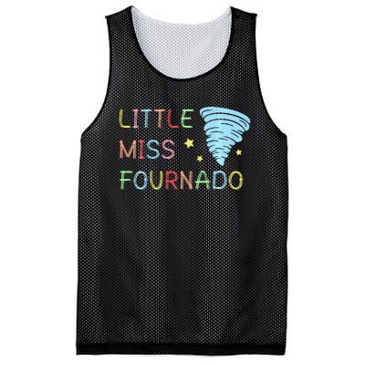 Little Miss Fournado 4th Birthday Mesh Reversible Basketball Jersey Tank