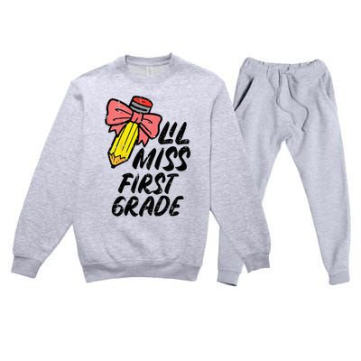 Lil Miss First Grade 1st Back To First Day Of School Premium Crewneck Sweatsuit Set